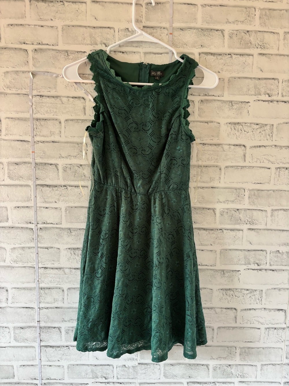 Lily Bleu Dark Green Lace Mini Dress